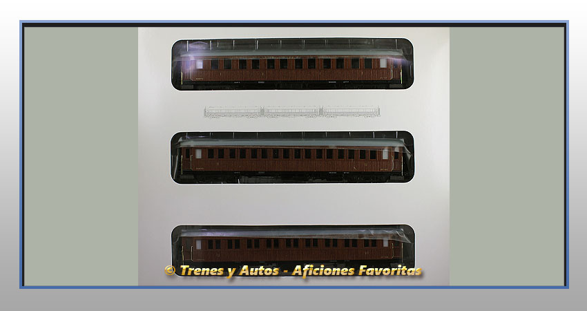 Set tres coches de madera largo recorrido - Norte